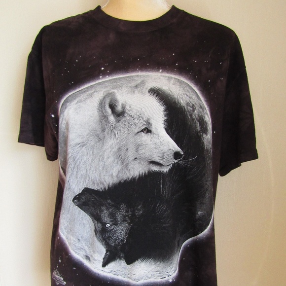 The Mountain Other - THE MOUNTAIN WOLF TEE BLACK & WHITE SZ M TIE-DYE